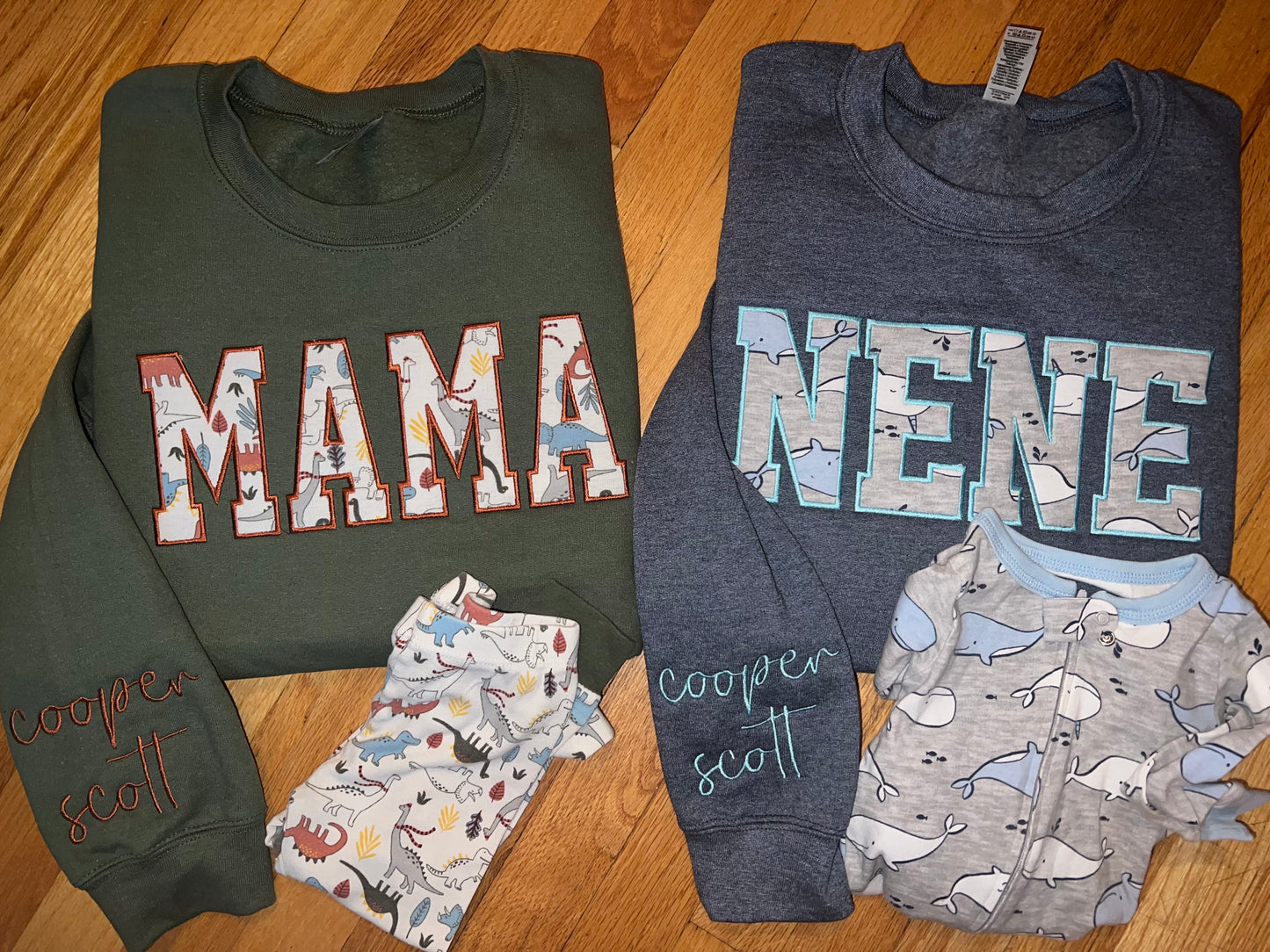 Personalized Appliqué Sweatshirts (keepsake items used)